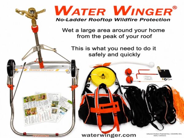 Complete Water Winger rooftop wildfire sprinkler kit for community protection